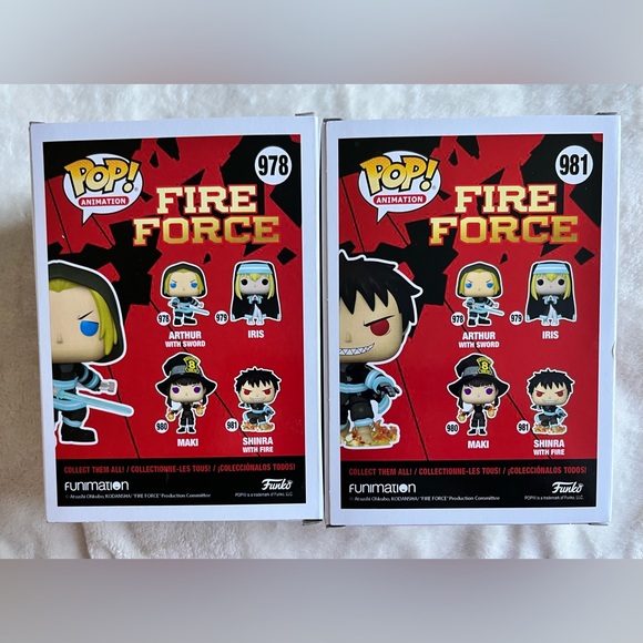 Funko Pop. Bundle! Fire Force. Arthur with sword # 978 and Shinra with fire #981 - Picture 4 of 4
